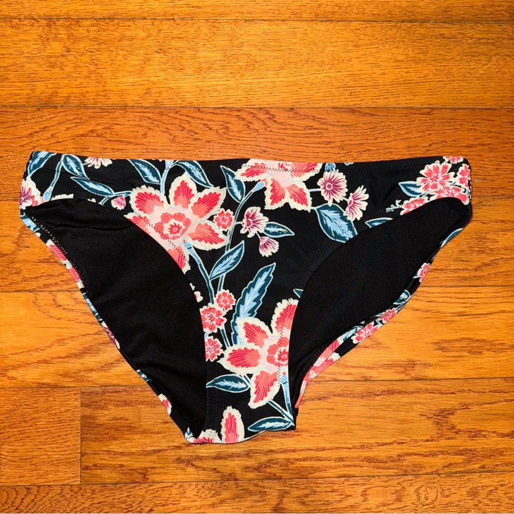Old Navy black floral square neck bikini swim top and bottoms S - Picture 9 of 14